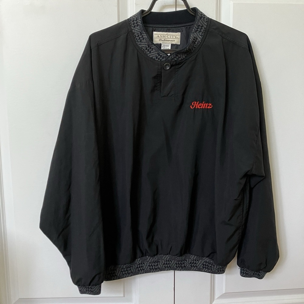 Vintage Ash City Outerwear Heinz Logo Black Nylon Jacket Mens M 90s Canada